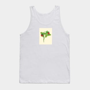 Wild strawberry (Fragaria vesca) - Illustration on beige background Tank Top